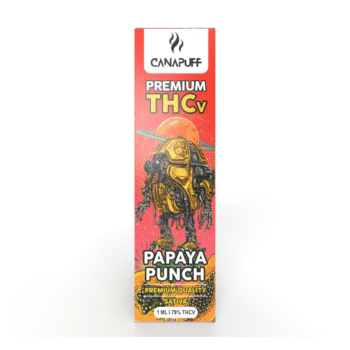 CanaPuff Papaya Punch 79 % THCv jednorazové vape pero