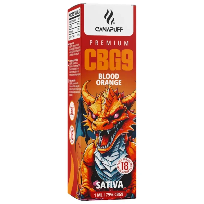CanaPuff Jednorazové vape pero Blood Orange, 79 % CBG9, 1 ml